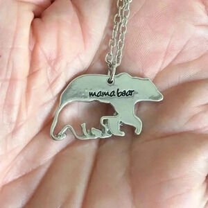 Cute Silver “Mama Bear” Necklace with Cub NWT